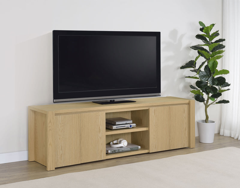 Mueble de TV/Consola multimedia Laurelton de 78 pulgadas con 4 puertas, roble claro