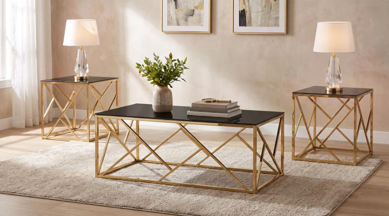 Comisso Contemporary 3-Piece Tempered Glass Coffee Table Set