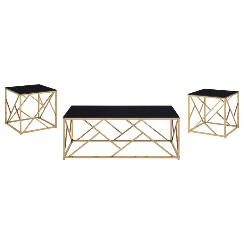 Comisso Contemporary 3-Piece Tempered Glass Coffee Table Set