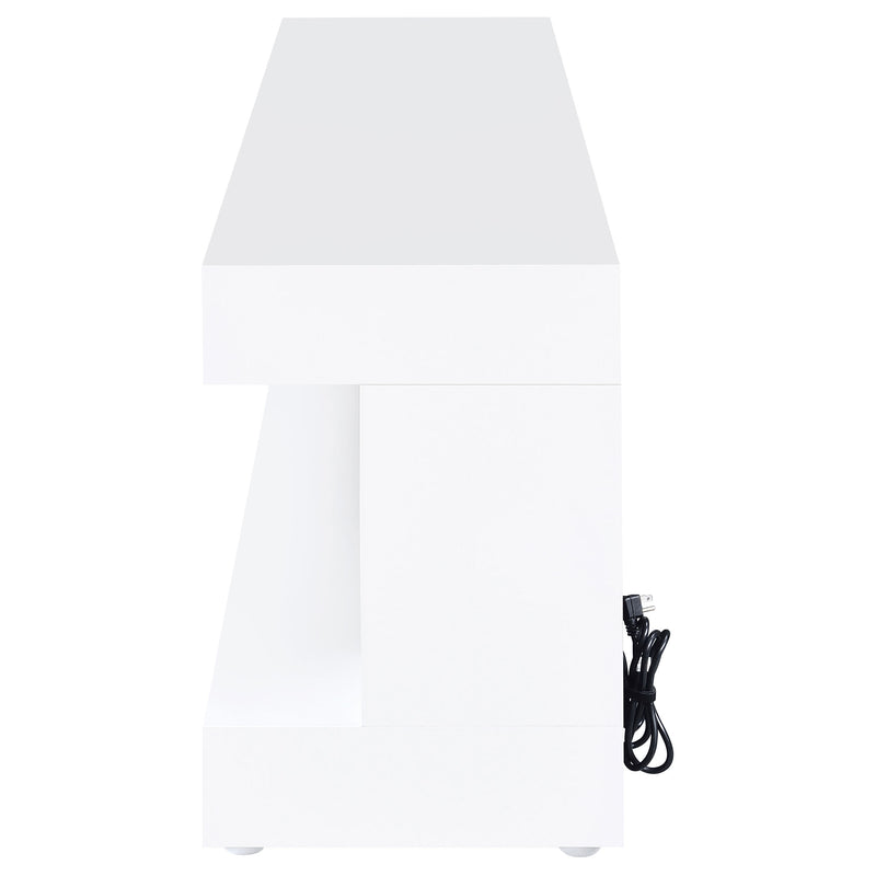 Mueble de TV Mallory con chimenea, consola y altavoz Bluetooth, color negro brillante