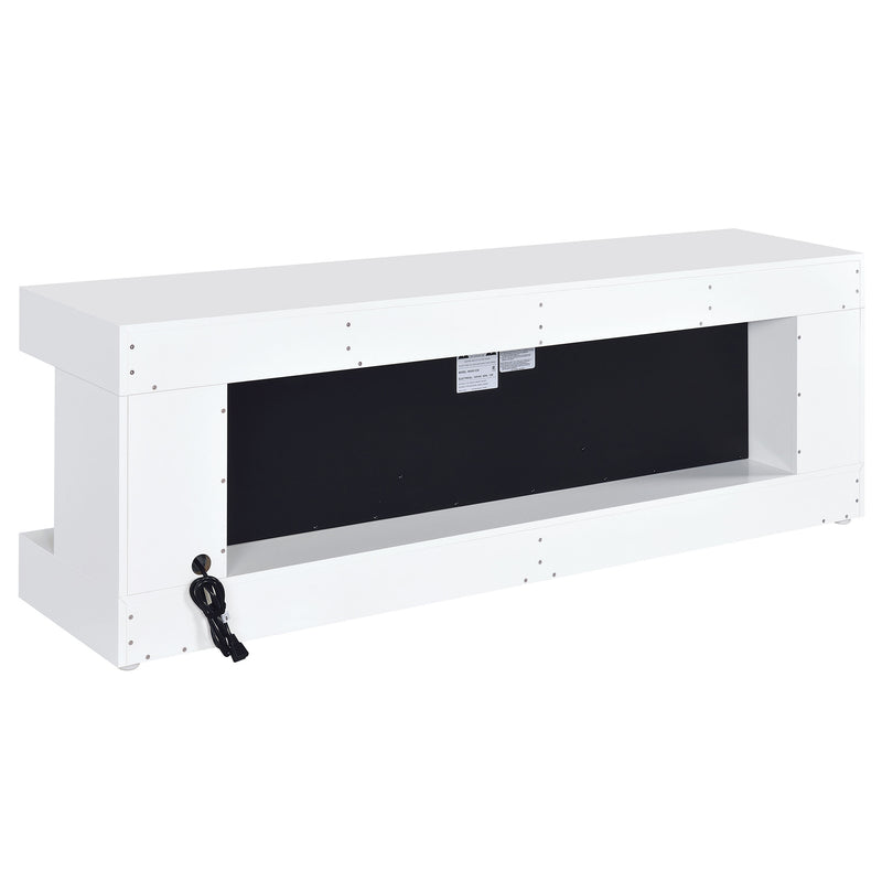 Mueble de TV Mallory con chimenea, consola y altavoz Bluetooth, color negro brillante