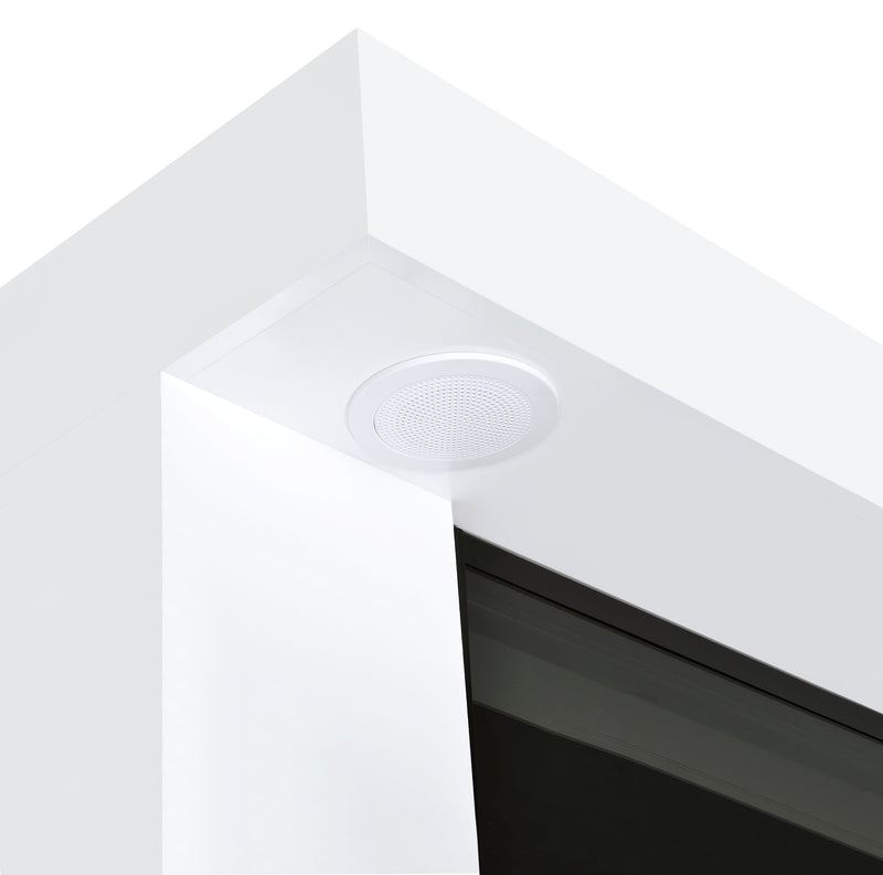 Mueble de TV Mallory con chimenea, consola y altavoz Bluetooth, color negro brillante