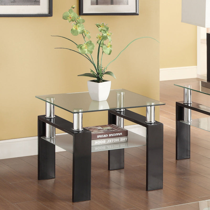 Mesa auxiliar cuadrada con tapa de cristal de 1 estante Dyer