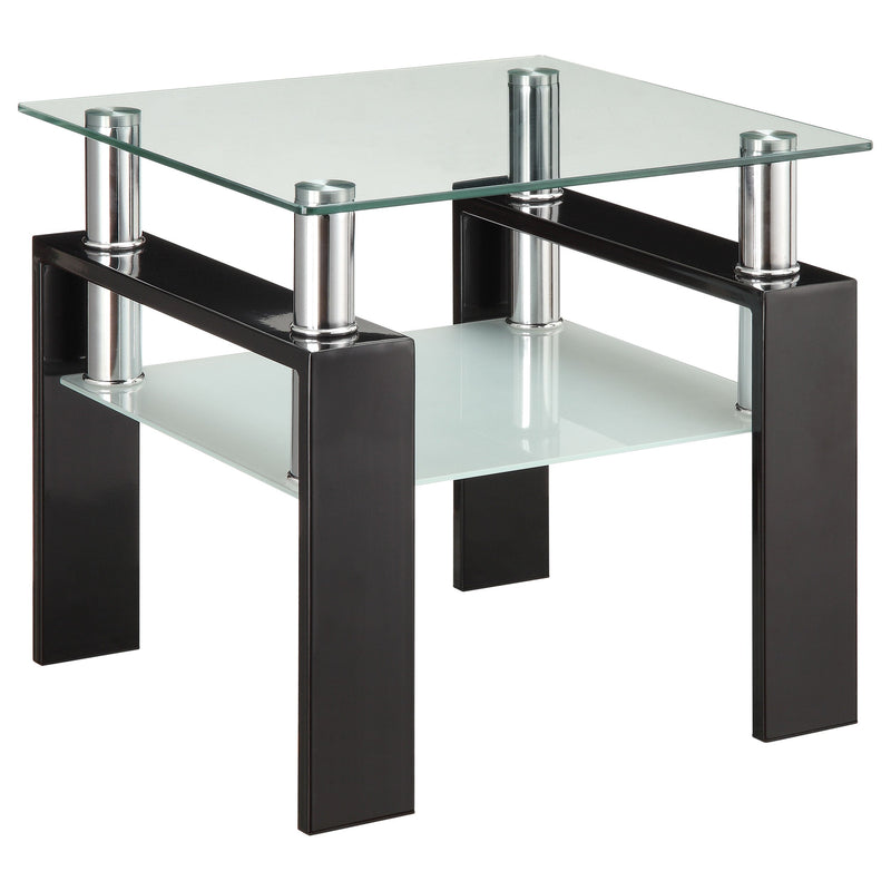 Mesa auxiliar cuadrada con tapa de cristal de 1 estante Dyer