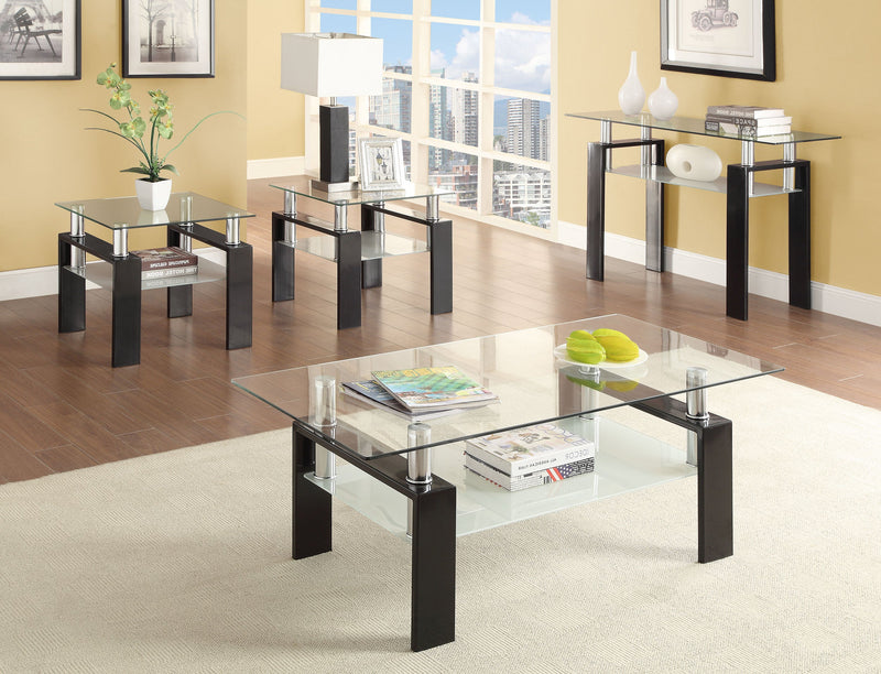 Mesa auxiliar cuadrada con tapa de cristal de 1 estante Dyer