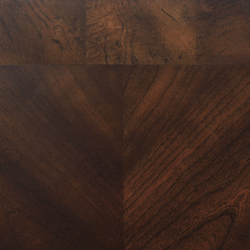 Mesa auxiliar rectangular Laney con tapa de cristal y 1 estante, Merlot oscuro