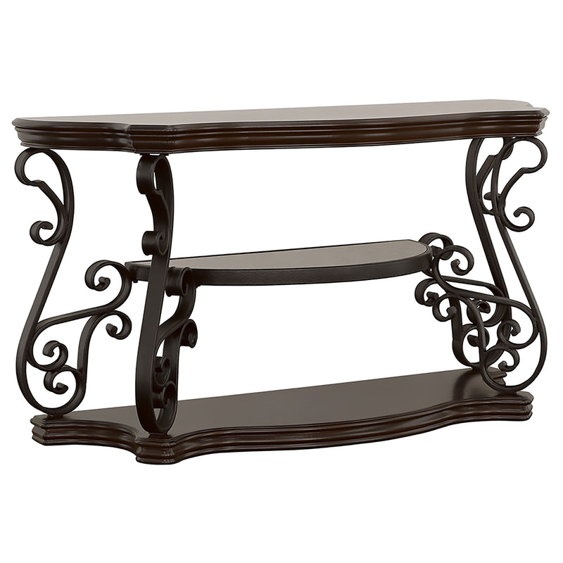 Mesa consola/sofá para recibidor Laney Scrollwork color merlot oscuro