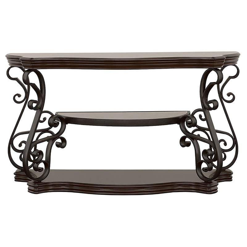 Mesa consola/sofá para recibidor Laney Scrollwork color merlot oscuro