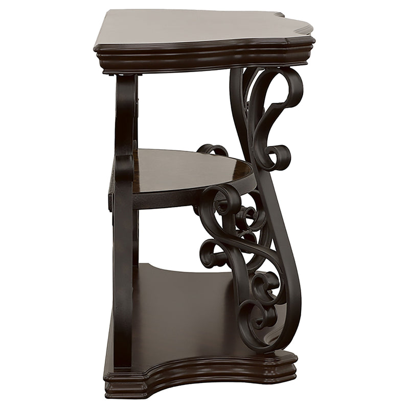Mesa consola/sofá para recibidor Laney Scrollwork color merlot oscuro