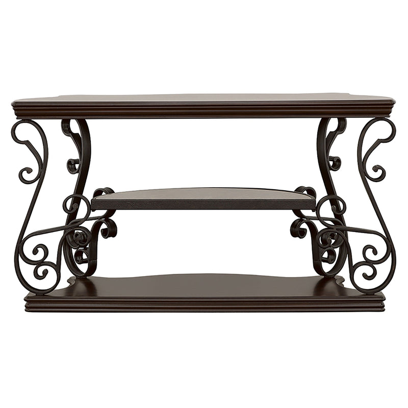 Mesa consola/sofá para recibidor Laney Scrollwork color merlot oscuro