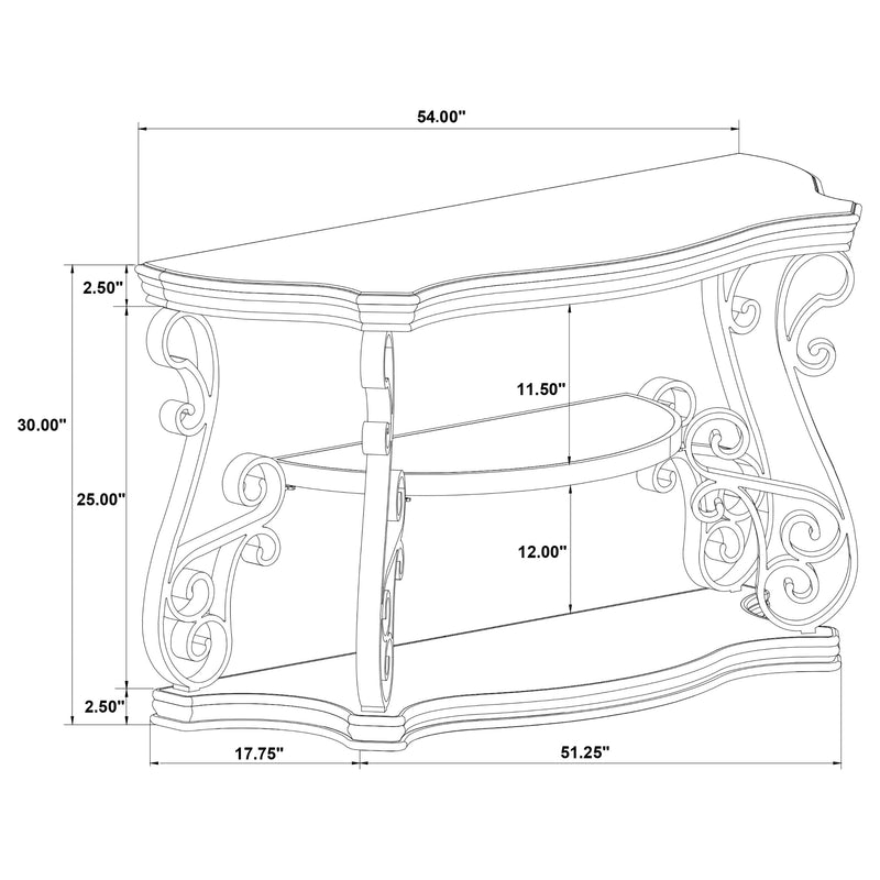 Mesa consola/sofá para recibidor Laney Scrollwork color merlot oscuro