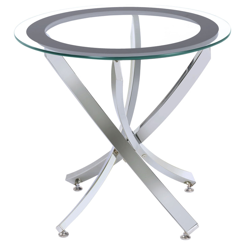 Brooke Round Glass Top Side End Table Metal Base