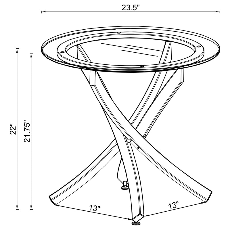 Brooke Round Glass Top Side End Table Metal Base