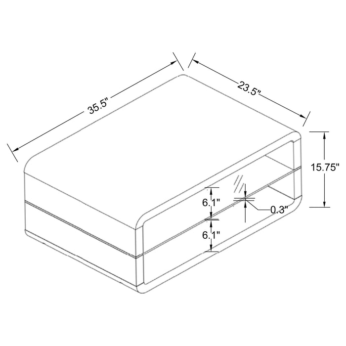 Elana Rectangle 2-shelf Coffee Table Glossy White