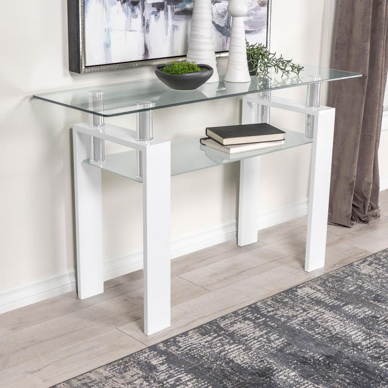 Mesa consola de entrada con tapa de cristal rectangular Dyer
