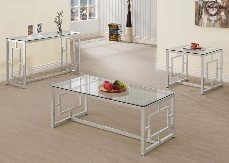 Mesa auxiliar cuadrada Merced de cristal con tapa de níquel