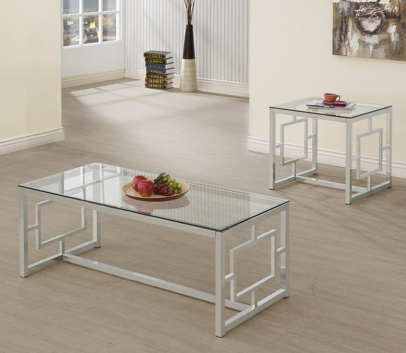 Merced Rectangular Coffee and End Table Set Nickel