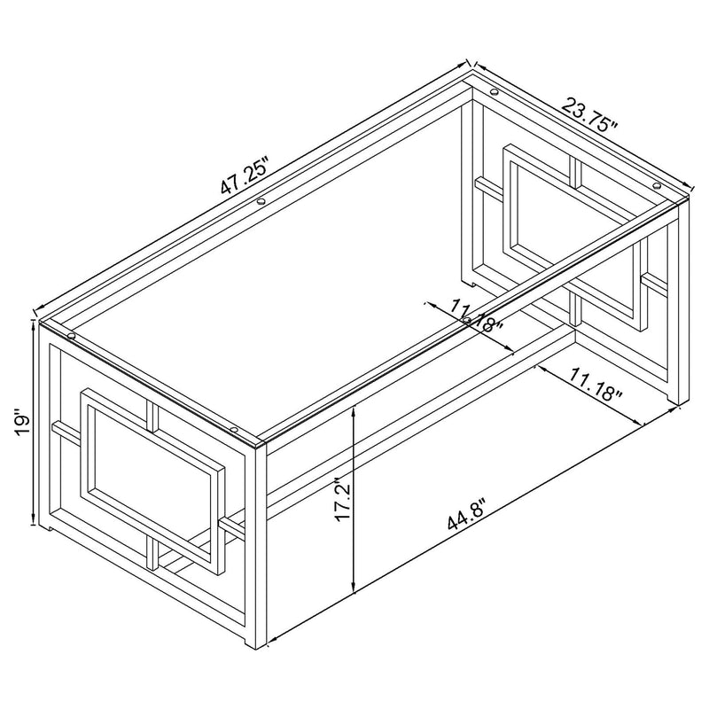 Merced Rectangular Coffee and End Table Set Nickel