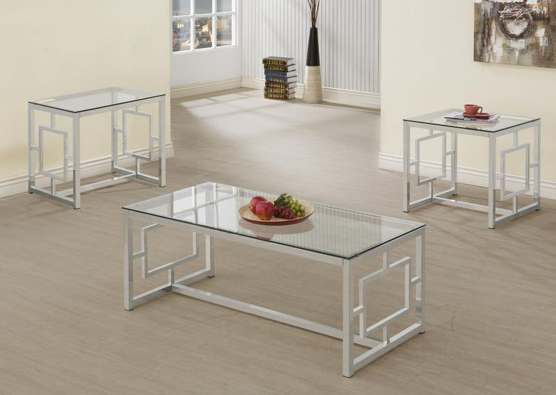 Merced Rectangular Coffee and End Table Set Nickel
