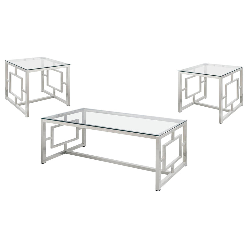 Merced Rectangular Coffee and End Table Set Nickel