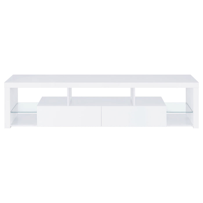 Jude 2-drawer 71" TV Stand With Shelving White High Gloss