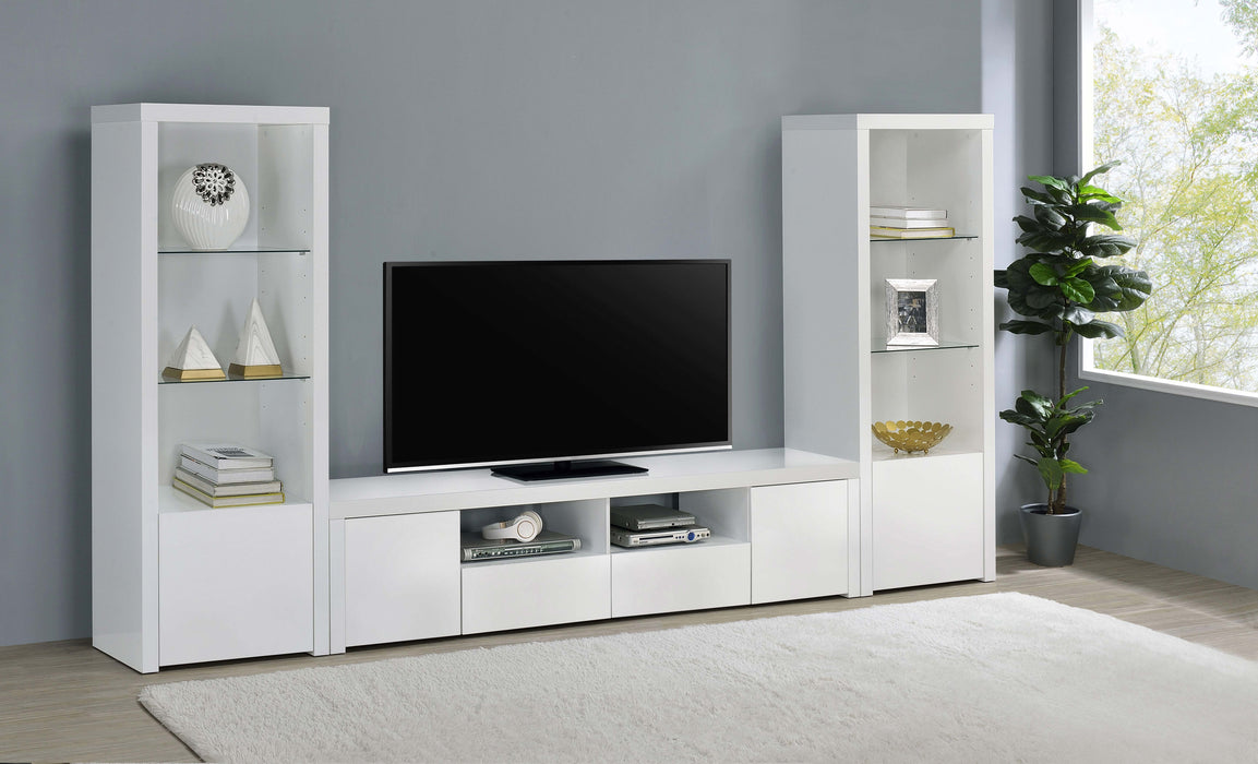 Jude 3-shelf Media Tower With Storage Cabinet White High Gloss