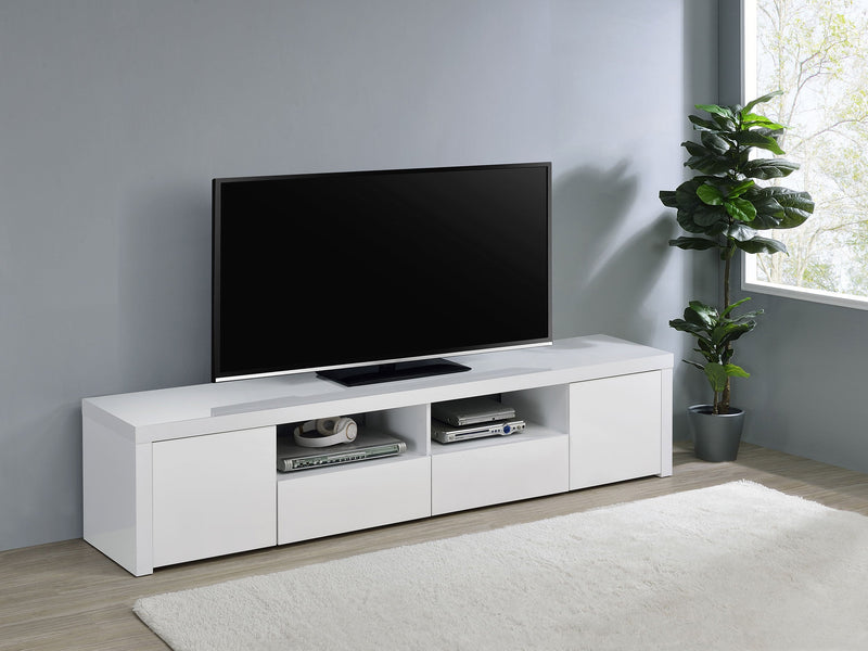 Jude 2-door Engineered Wood 79-inch TV Stand High Gloss White