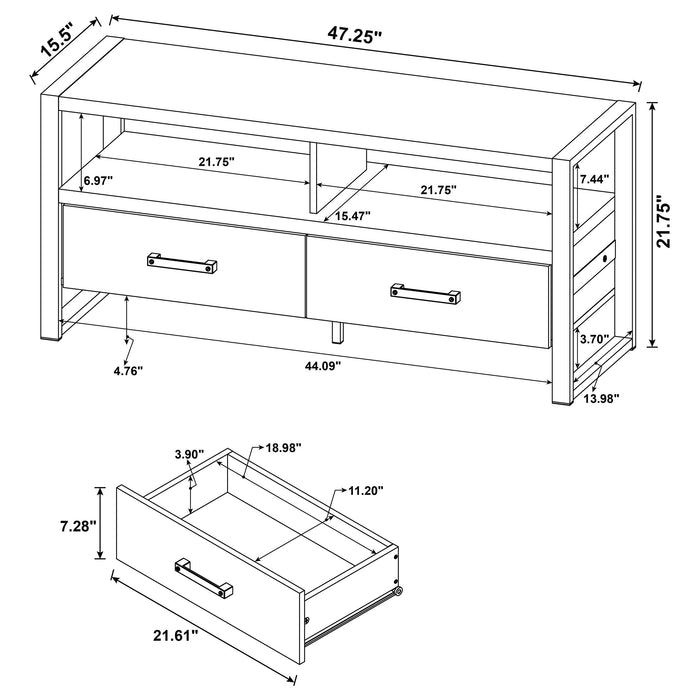 James 2-drawer Composite Wood 48" TV Stand Antique Pine