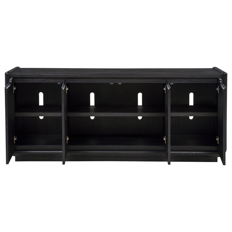 Mueble de TV de 4 puertas Leandro de 72 pulgadas, color negro bruñido