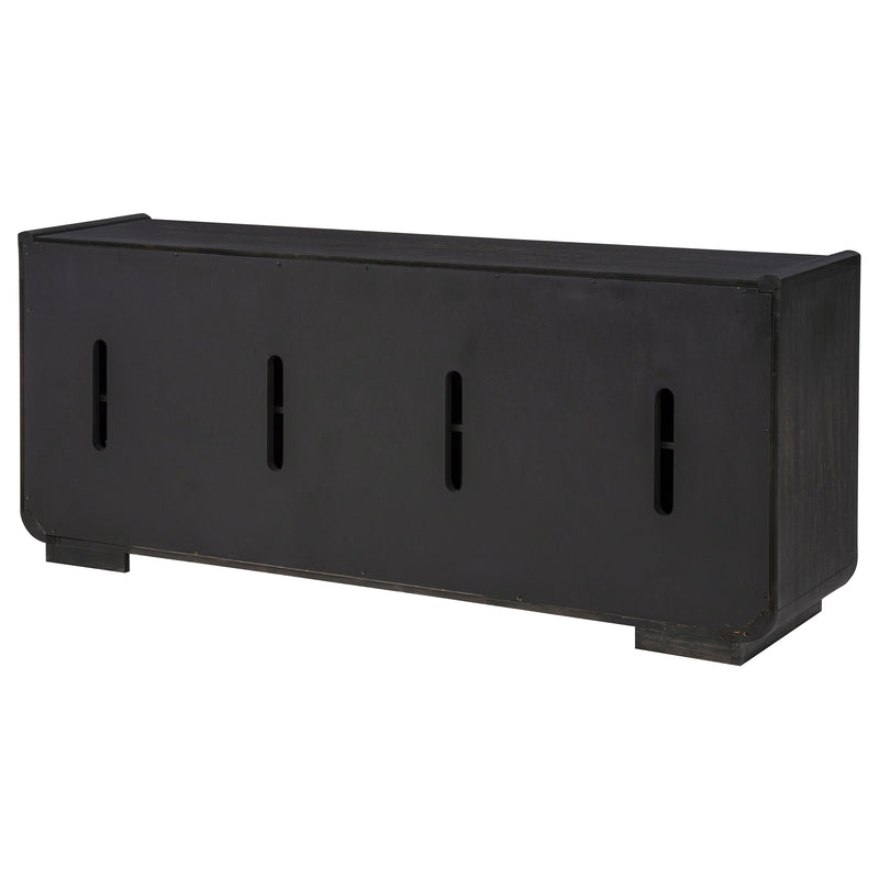 Mueble de TV de 4 puertas Leandro de 72 pulgadas, color negro bruñido