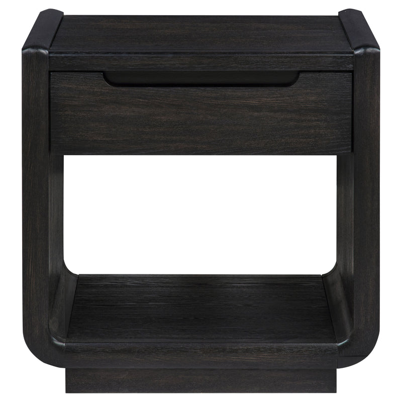 Mesa de centro de cóctel de madera de 2 cajones Leandro, negro bruñido