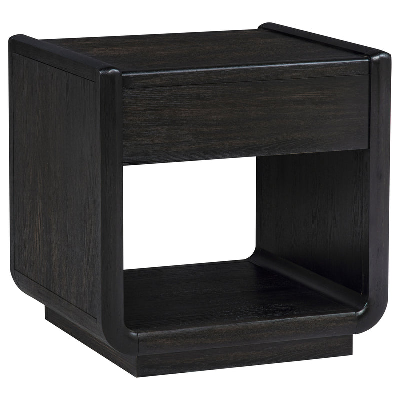 Mesa de centro de cóctel de madera de 2 cajones Leandro, negro bruñido