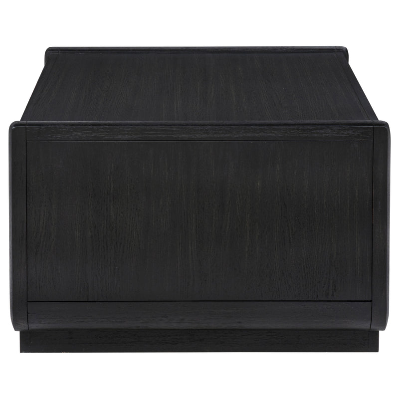 Mesa de centro de cóctel de madera de 2 cajones Leandro, negro bruñido