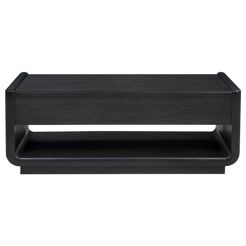 Mesa de centro de cóctel de madera de 2 cajones Leandro, negro bruñido