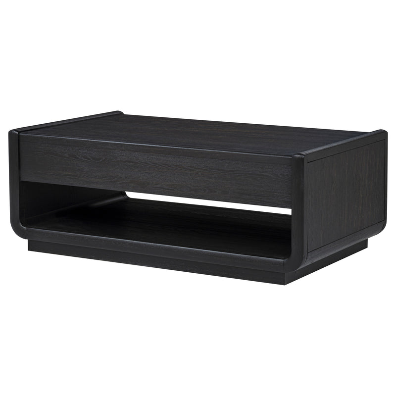 Mesa de centro de cóctel de madera de 2 cajones Leandro, negro bruñido