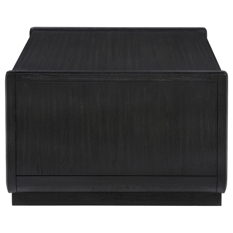 Mesa de centro de cóctel de madera de 2 cajones Leandro, negro bruñido