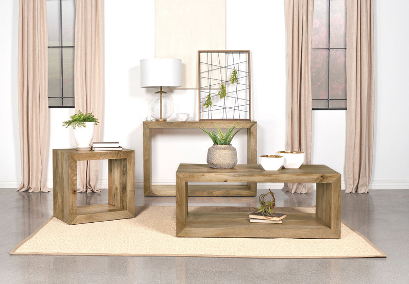 Mesa consola de madera maciza rectangular Benton, color natural