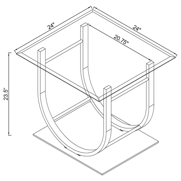 Danville U-shaped End Table Chrome