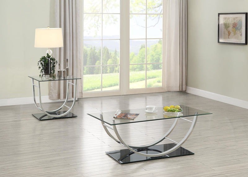 Danville Glass Top Coffee and End Table Set Chrome
