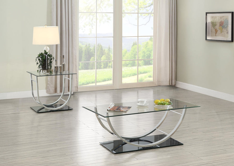 Danville Glass Top Coffee and End Table Set Chrome