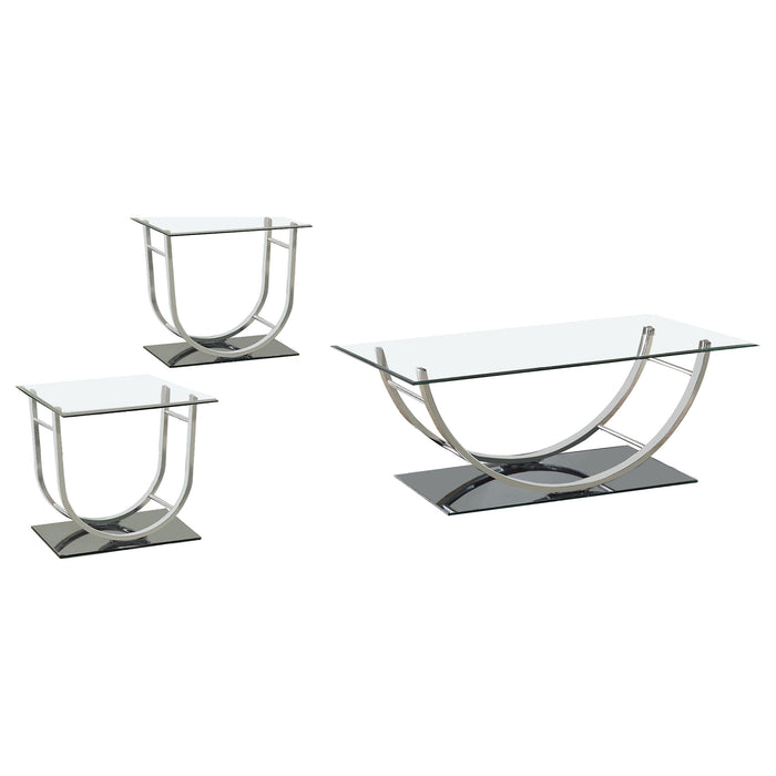 Danville Glass Top Coffee and End Table Set Chrome
