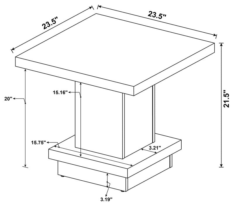 Mesa auxiliar de madera de ingeniería Reston Square, capuchino