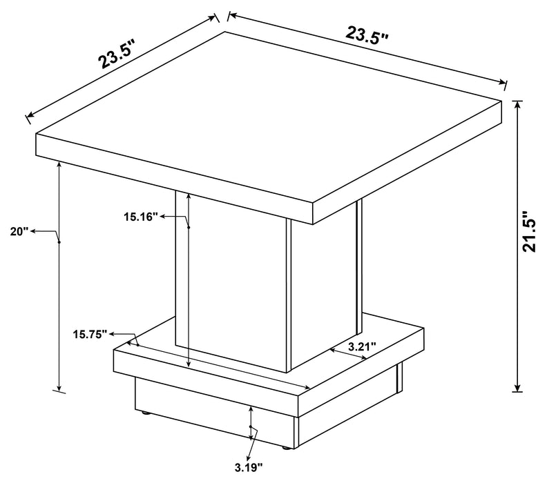 Reston Pedestal Square End Table Cappuccino