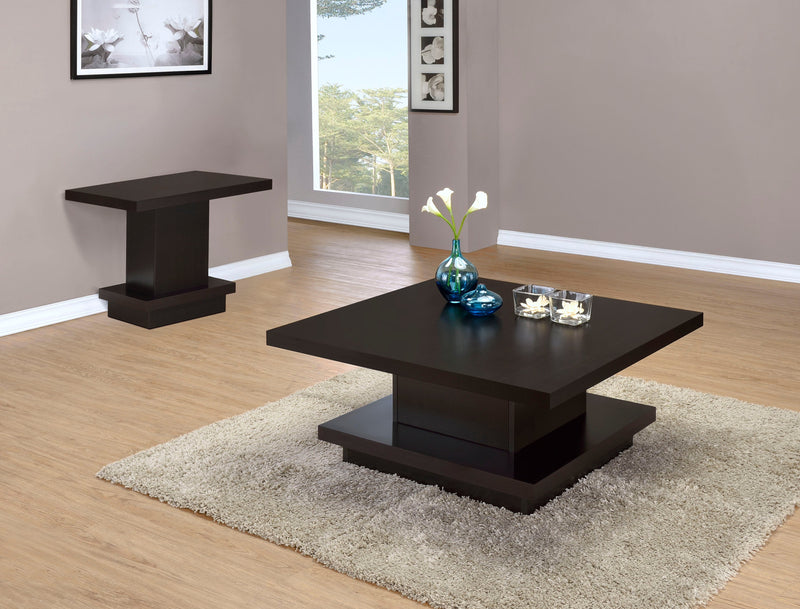 Reston Square Coffee and End Table Set Cappuccino