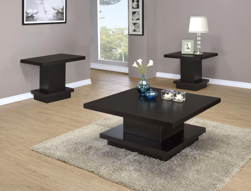 Reston Square Coffee and End Table Set Cappuccino