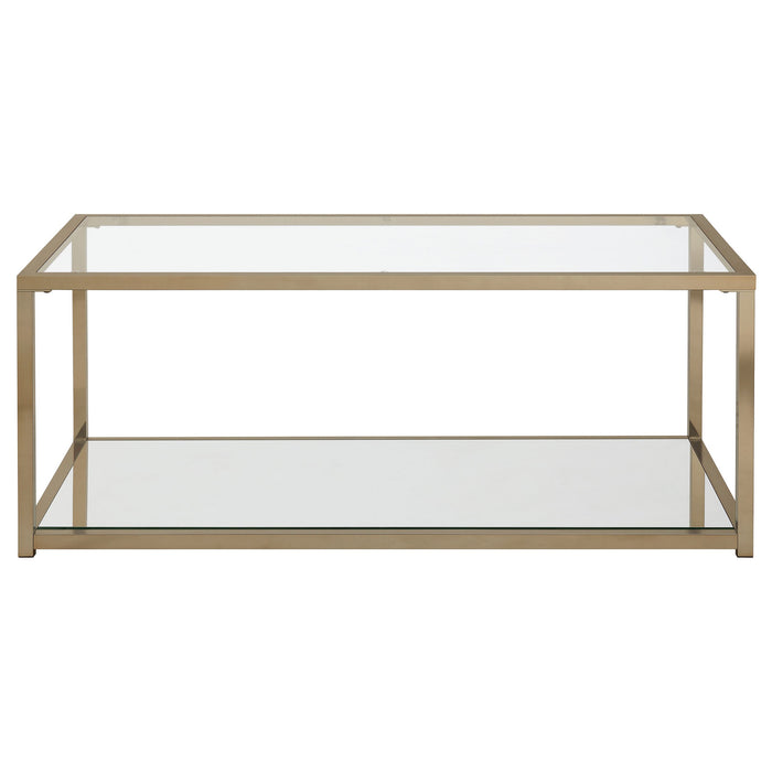 Cora Coffee Table with Mirror Shelf Chocolate Chrome