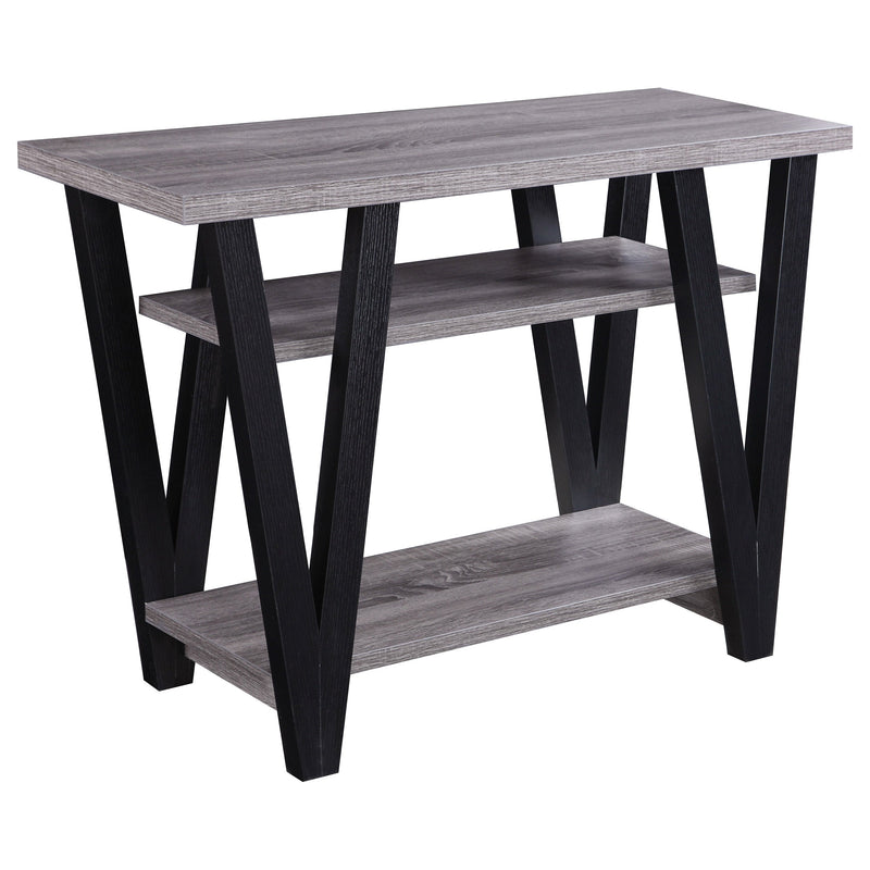 Mesa consola de entrada Stevens de madera de ingeniería de 2 estantes, gris