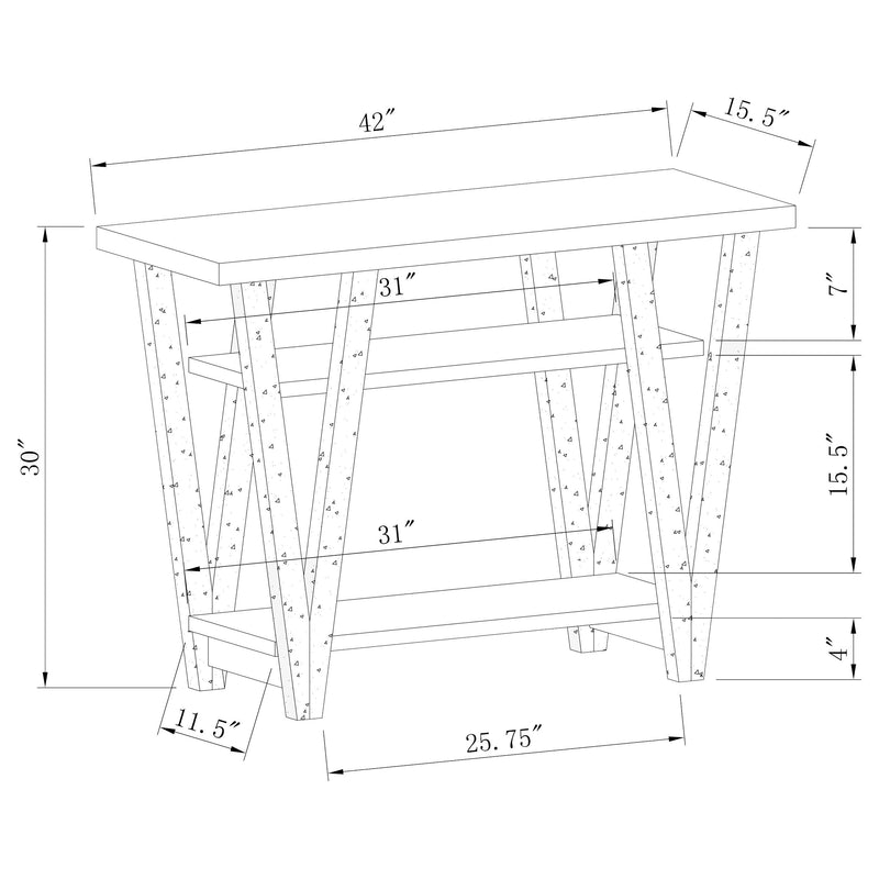 Mesa consola de entrada Stevens de madera de ingeniería de 2 estantes, gris