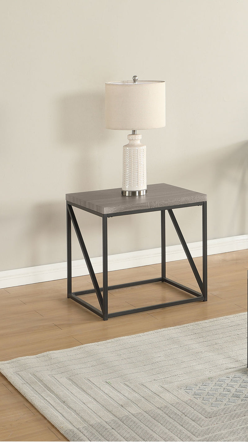 Mesa auxiliar Birdie Square de madera diseñada, gris Sonoma
