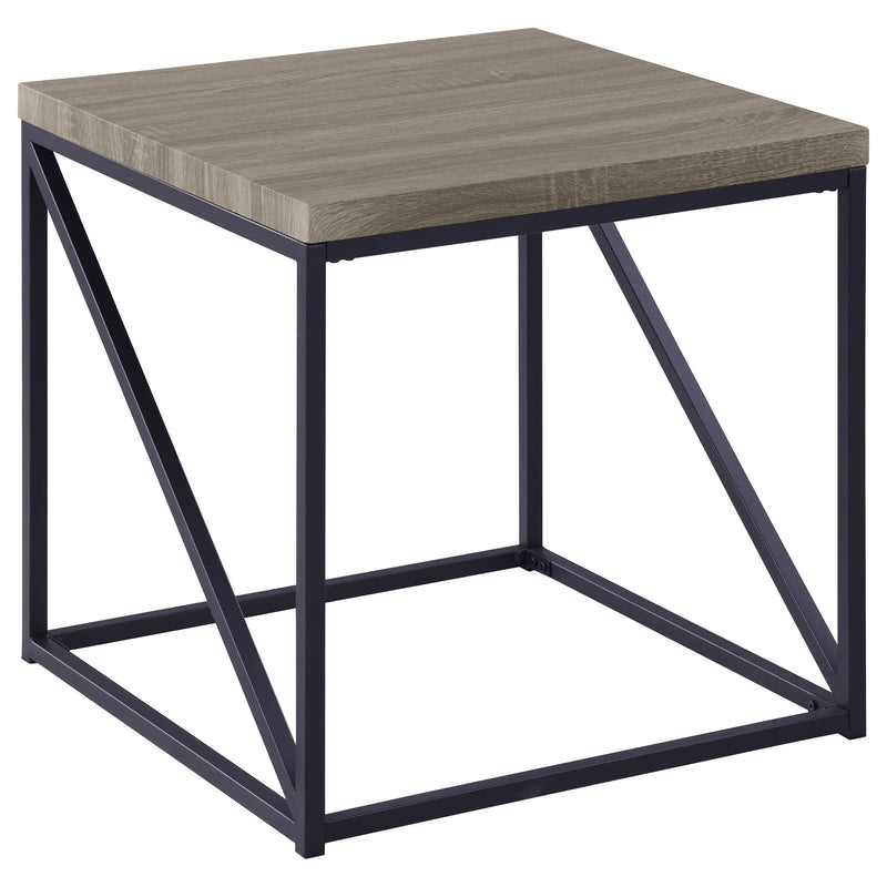 Mesa auxiliar Birdie Square de madera diseñada, gris Sonoma